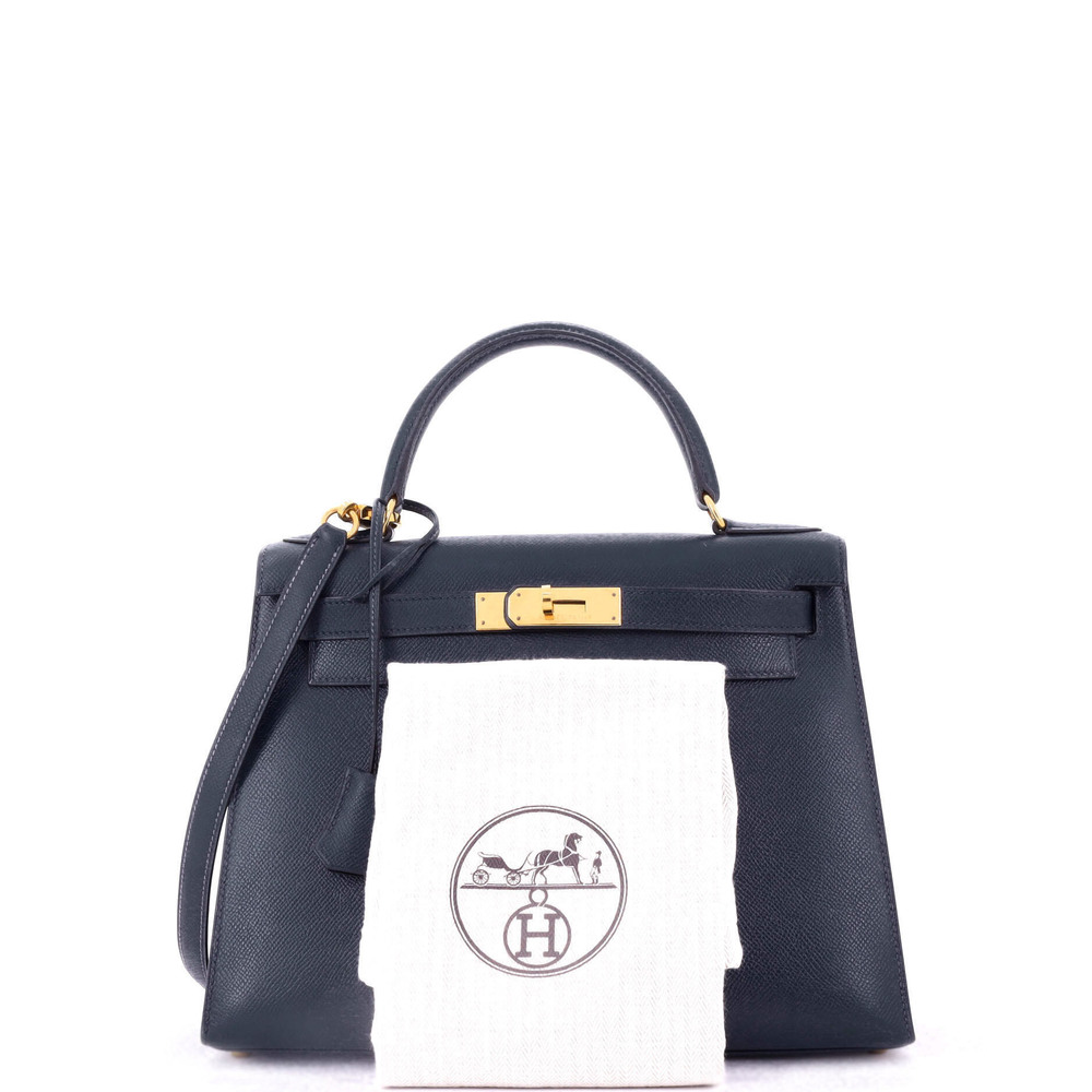 Hermes Kelly 28 Blue Courchevel with Gold Hardware - Picture 2 of 8